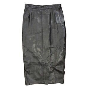Vintage Sea Dream Leather Midi Pencil Short sz 6 Black Leather